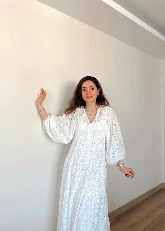 BEYAZ 3287 FİSTO ELBİSE