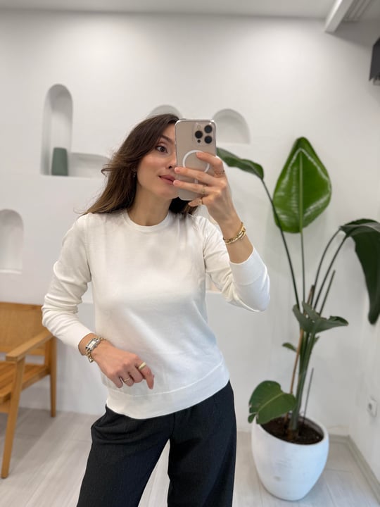 BEYAZ 4096 BİSİKLET YAKA KAZAK