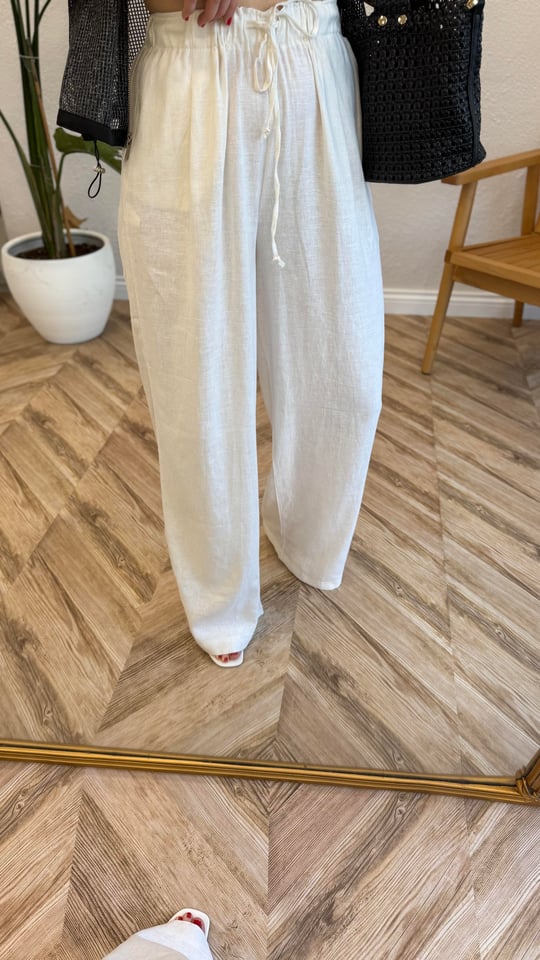 BEYAZ 51017 KETEN PANTOLON 