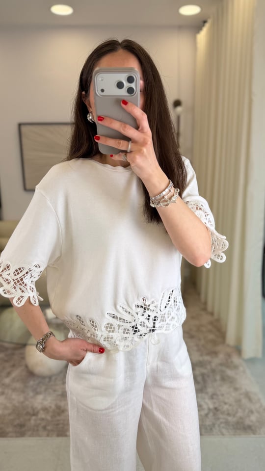 BEYAZ 8179 BRODE DETAY TİŞÖRT 
