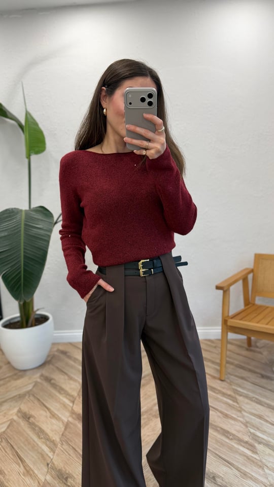 BORDO 0836 KAYIK YAKA SİMLİ KAZAK 
