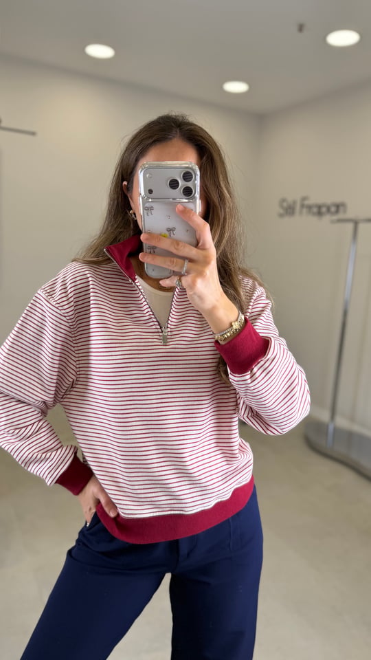 BORDO 1005 ÇİZGİLİ SWEAT 