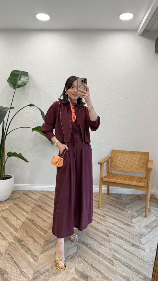 BORDO 2770 BELİ KUŞAKLI ELBİSE TAKIM