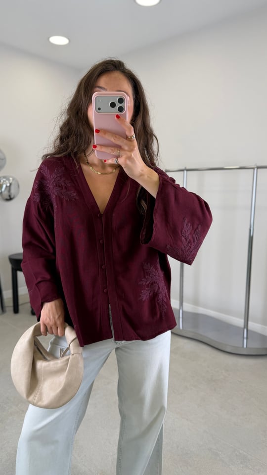 BORDO 2813 NAKIŞ DTY V YAKA GÖMLEK 