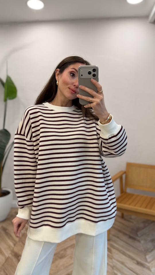 BORDO 3030 ÇİZGİLİ SWEAT
