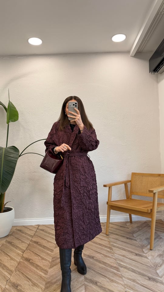 BORDO 6824 BELDEN KEMERLİ KAP