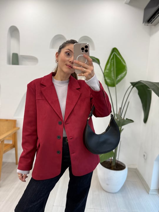 BORDO 8022 SÜET CEKET 