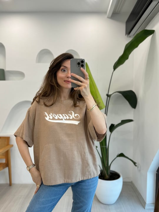 CAMEL 31776 KETEN TSHİRT