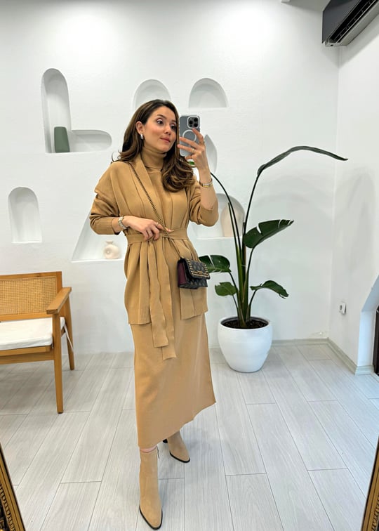 CAMEL 4197 TRİKO HIRKA ELBİSE