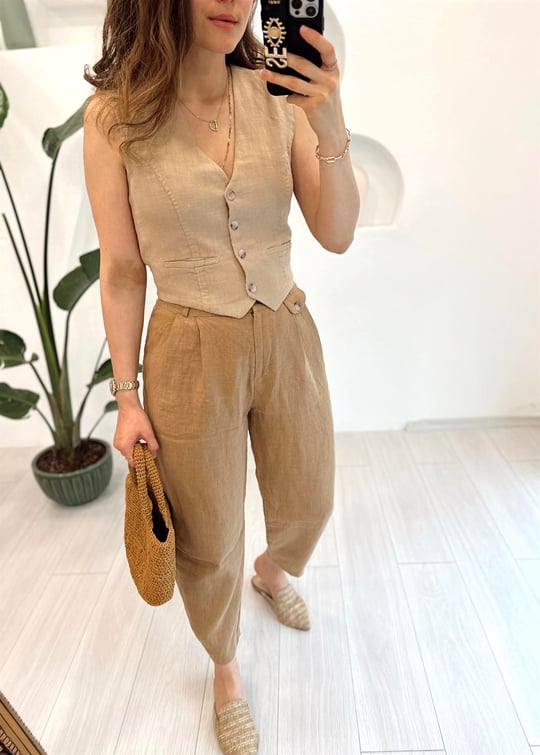CAMEL KETEN PANTOLON
