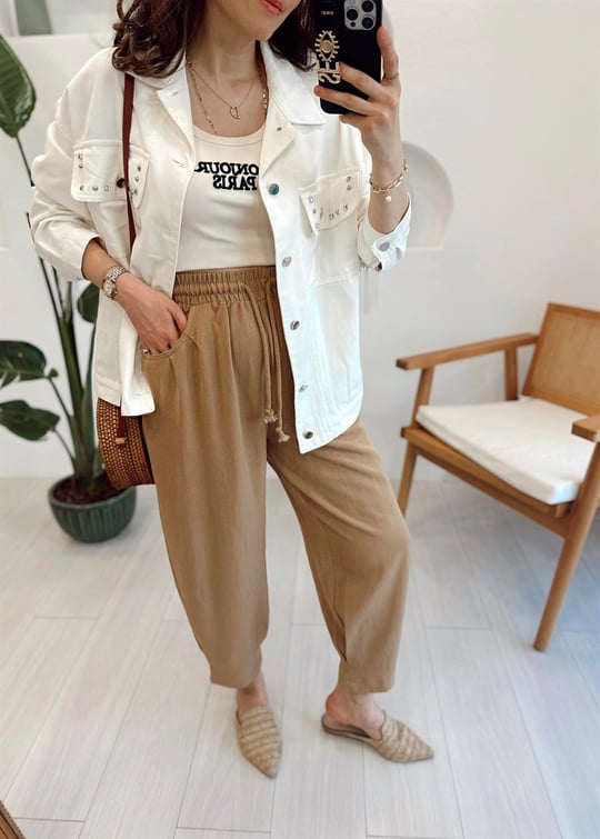 CAMEL KETEN PANTOLON
