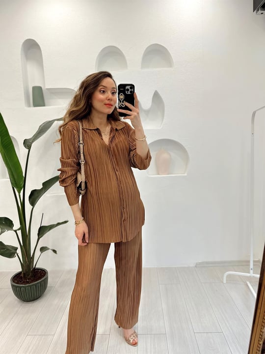CAMEL ÖNDEN DÜĞMELİ TAKIM 