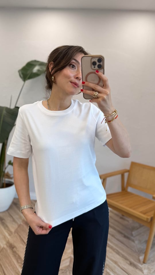 DİLVİN 1763 BİSKLET YAKA TİŞÖRT BEYAZ S