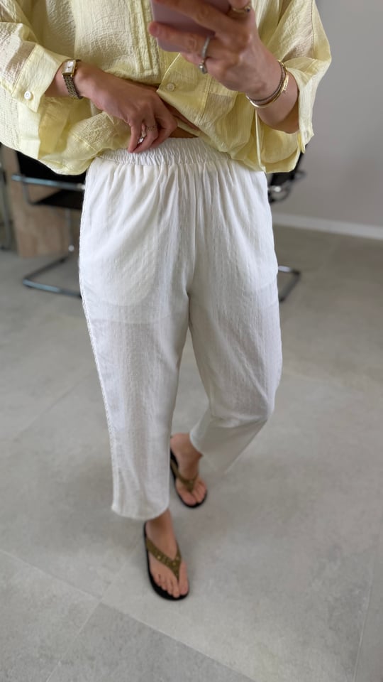 EKRU 0385 KETEN PANTOLON 