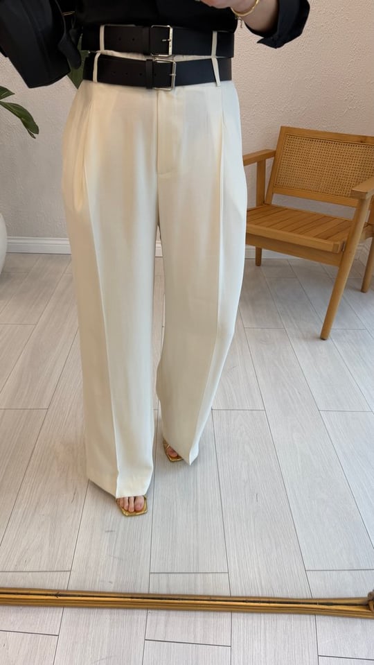 EKRU 1450 ÇİFT KEMER DETAY PANTOLON 