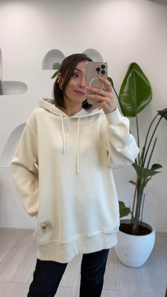 EKRU 3105 KAPÜŞONLU SWEATSHİRT