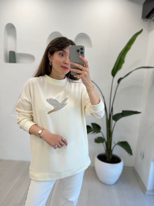 EKRU 4446 AKSESUARLI SWEAT