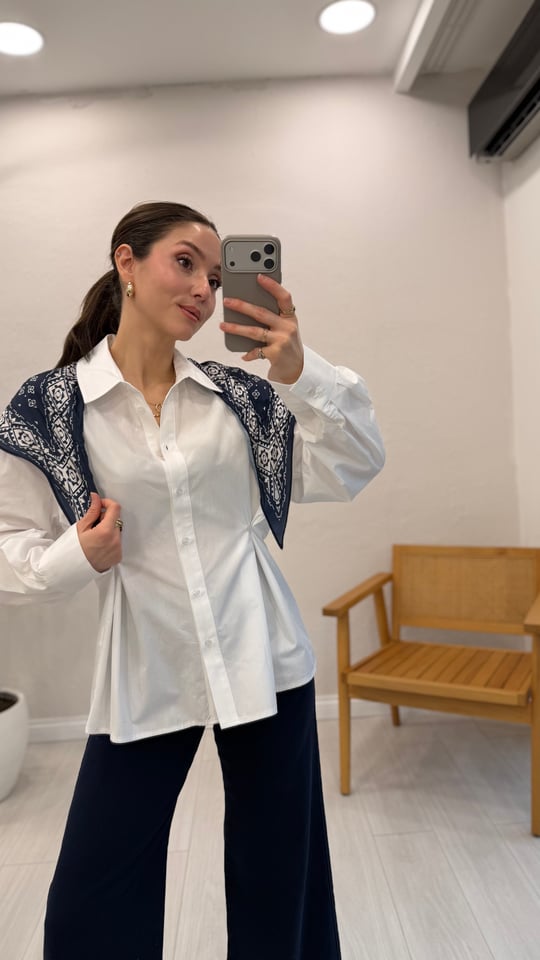 EKRU 5803 ŞAL DETAY GÖMLEK 