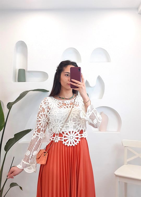 EKRU SUZİNE CROP KAZAK