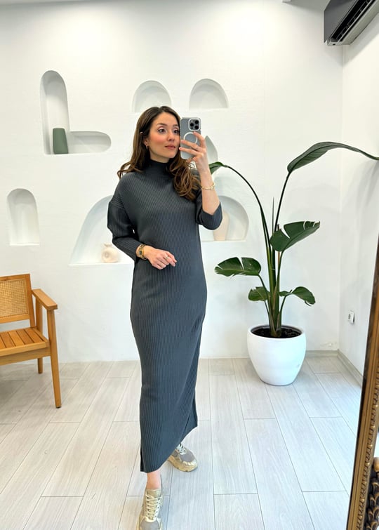FÜME 9511 TRİKO ELBİSE 