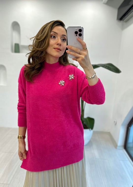 FUŞYA 4224 TAŞ İŞLEMELİ ANGORA KAZAK