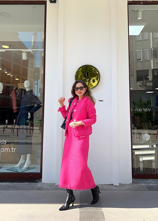 FUŞYA CHANEL KALEM ETEKLİ TAKIM