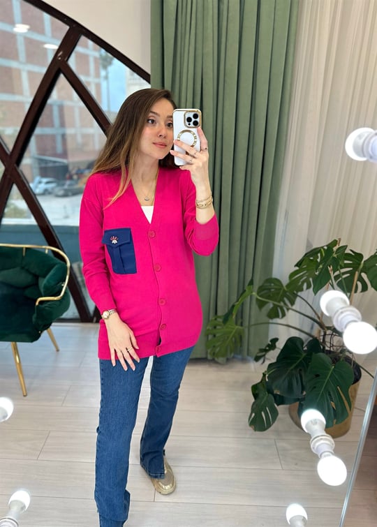 FUŞYA VİSCON SATEN CEP DETAY HIRKA 