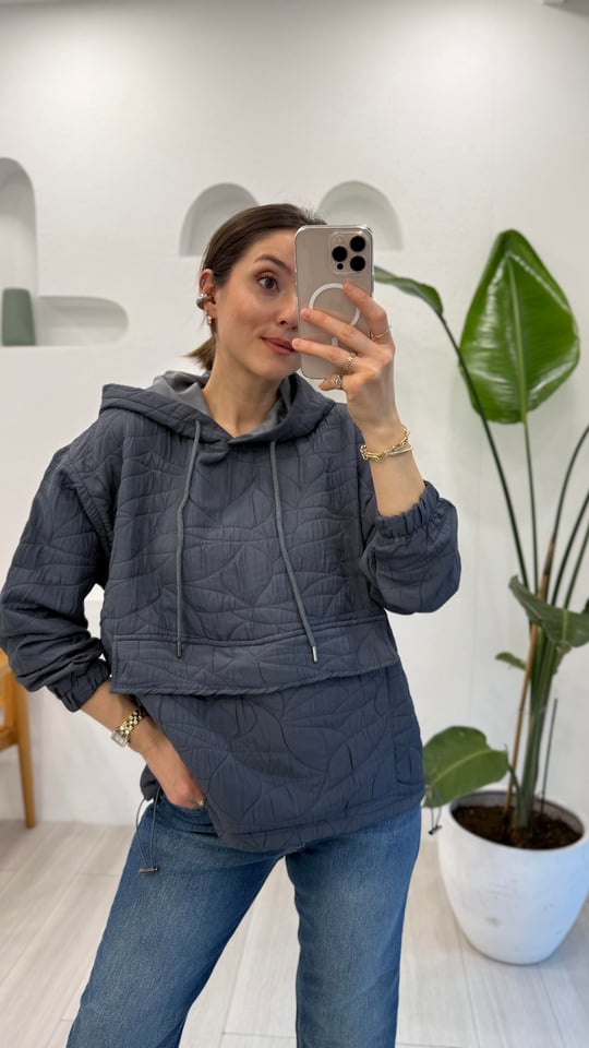 GRİ 0157 SWEAT KANGURU CEPLİ KAPŞONLU