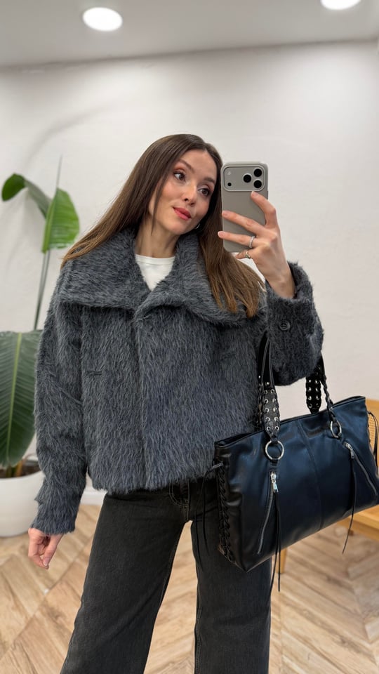 GRİ 0716 DİK YAKA PELUŞ MONT