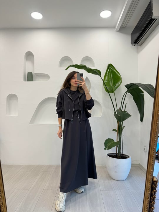 GRİ 14283 HIRKA ELBİSE TAKIM