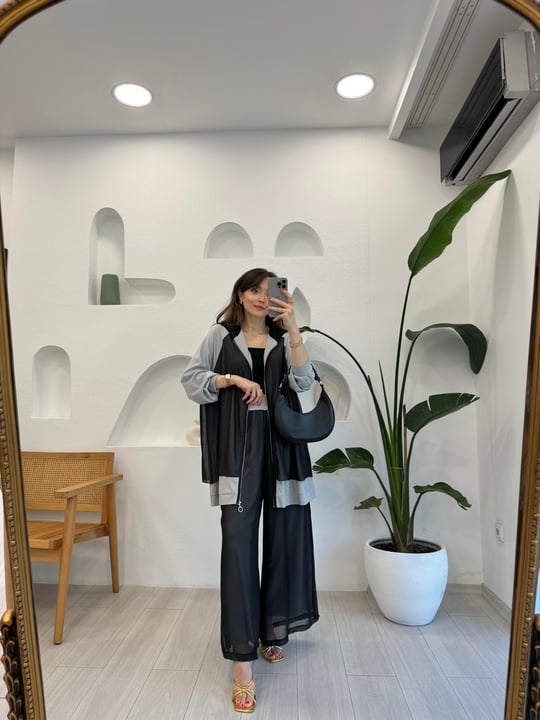 GRİ 4942 ŞİFON BAMBU PANTOLON TAKIM