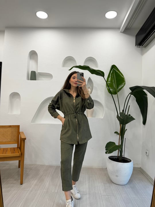 HAKİ 4673 SÜET SATEN TAKIM