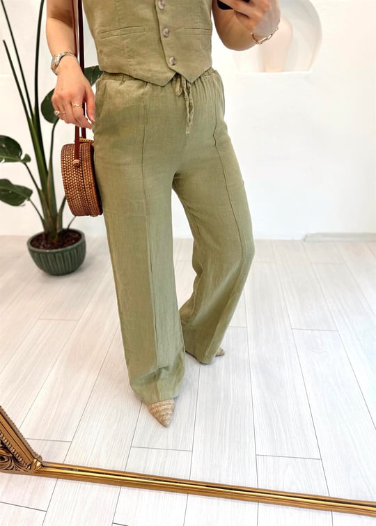 HAKİ KETEN PANTOLON