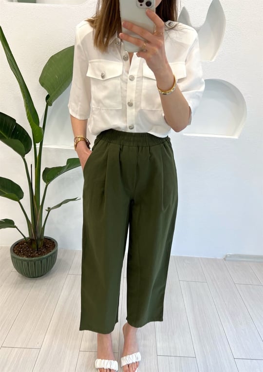 HAKİ KETEN PANTOLON