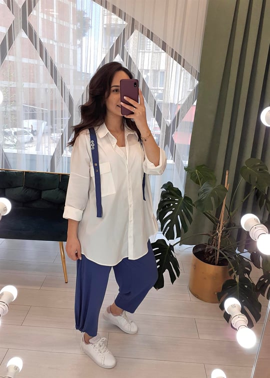 İNDİGO POPLİN GÖMLEK BAMBU PANTOLON TAKIM