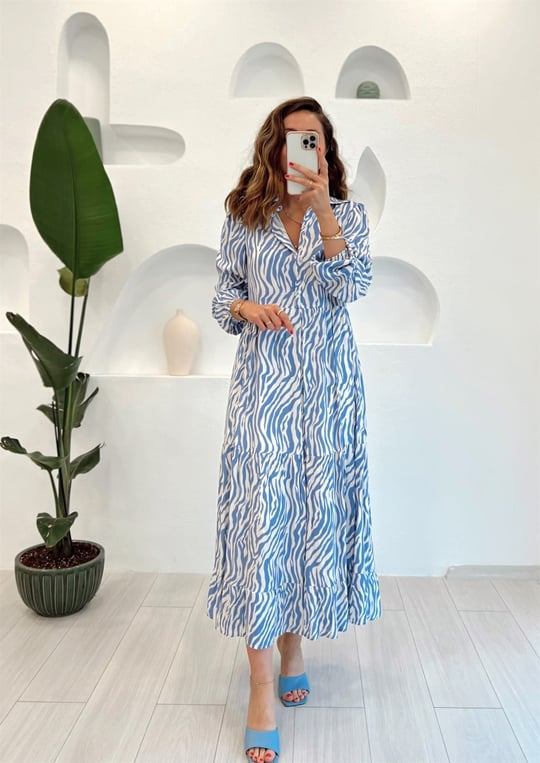 İRİS ZEBRA DESEN ELBİSE 