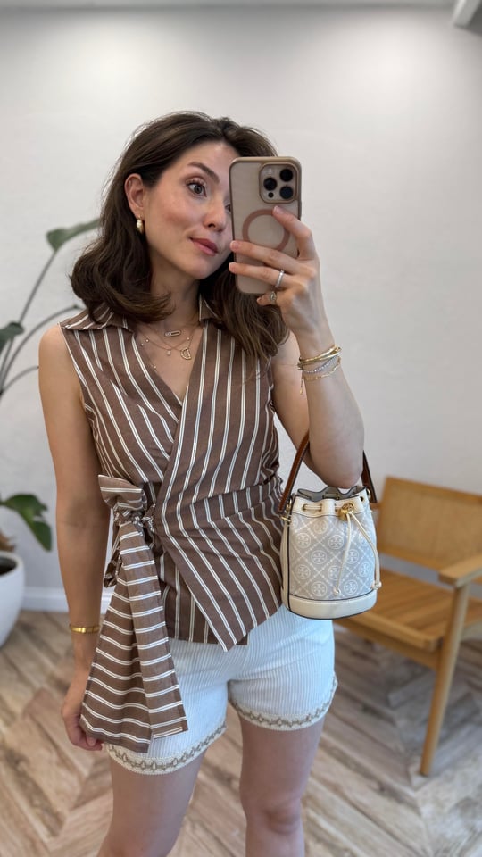 KAHVE 0682 ÇİZGİLİ BLUZ 