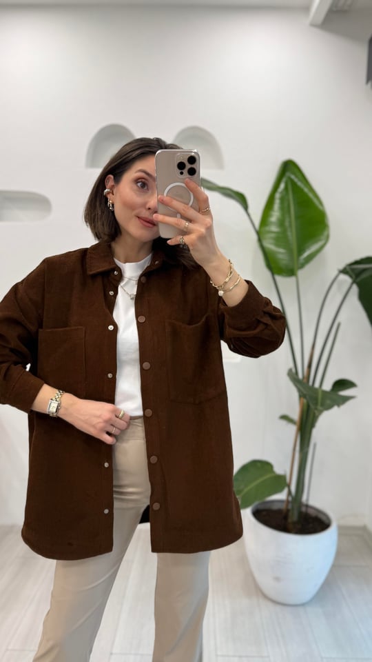 KAHVE 1019 KADİFE GÖMLEK 