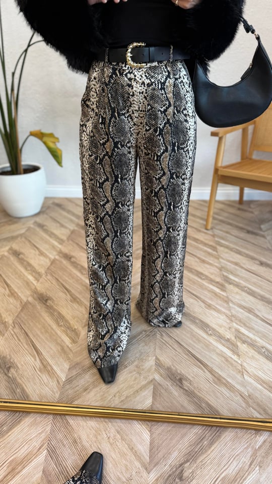 KAHVE 1138 LEOPAR DESEN PANTOLON 