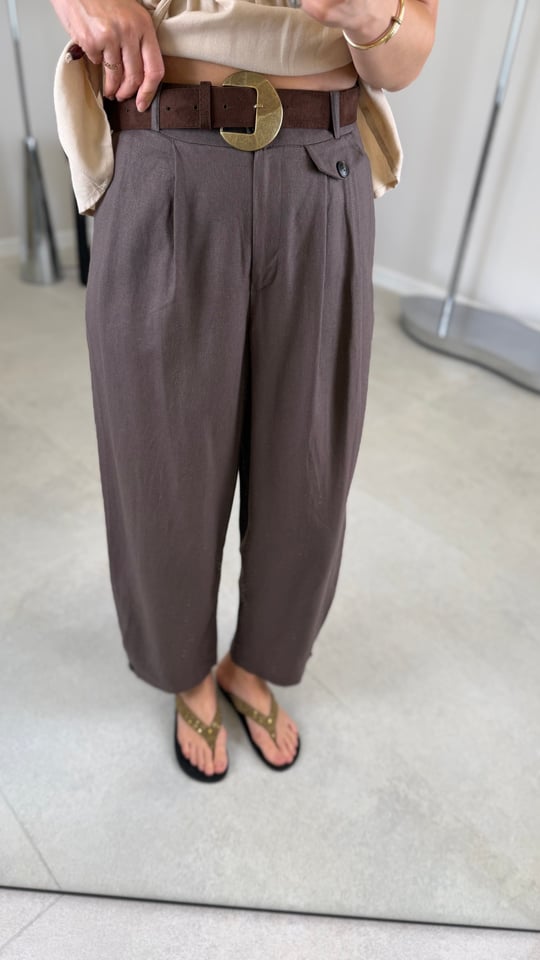 KAHVE 1370 KETEN PANTOLON