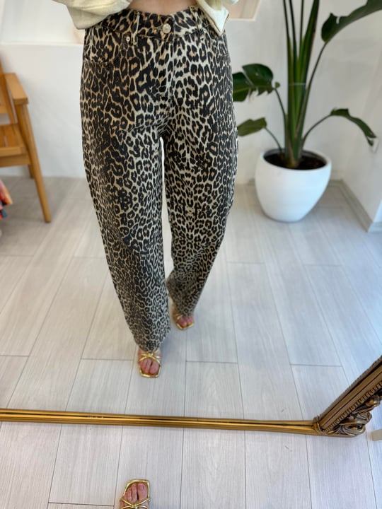 KAHVE 1698 LEOPAR DESEN PANTOLON