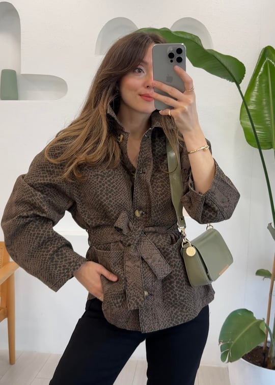 KAHVE 2414 LEOPAR DESEN CEKET 
