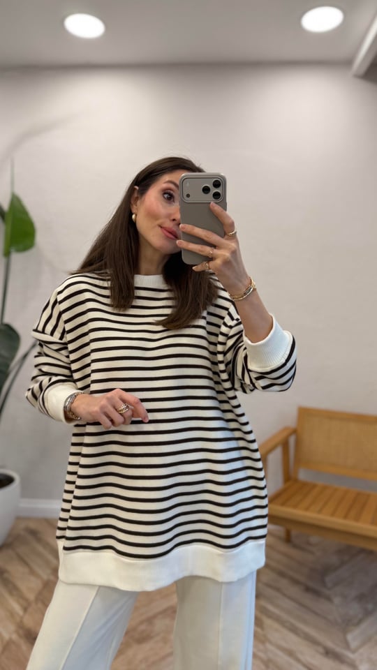 KAHVE 3030 ÇİZGİLİ SWEAT