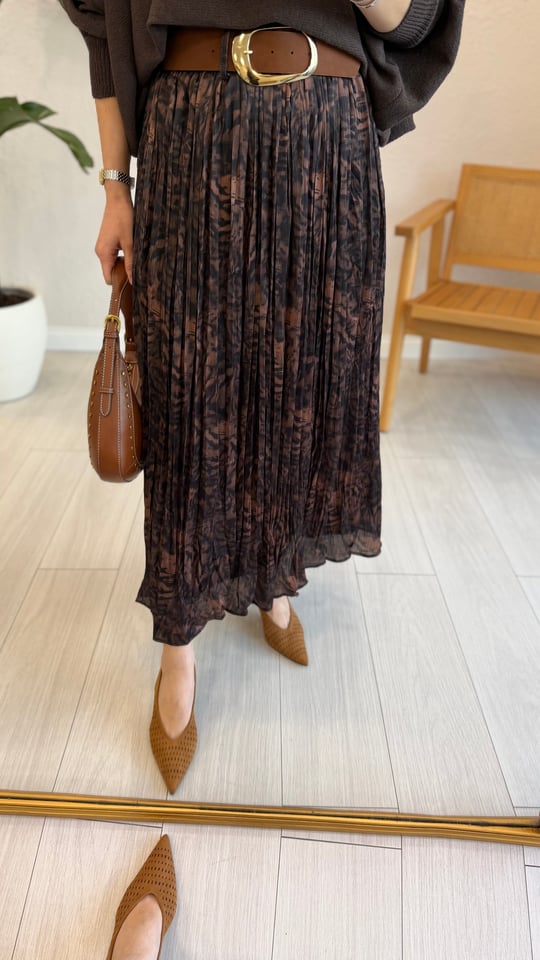 KAHVE 3375 DESENLİ PİLİSE ETEK 