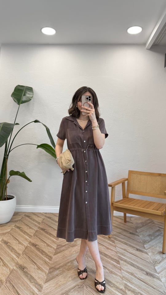 KAHVE 4238 ÇITÇITLI ELBİSE 