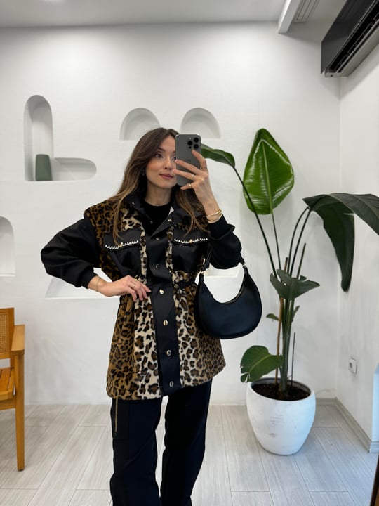 KAHVE 4663 KÜRKLÜ LEOPAR KAP
