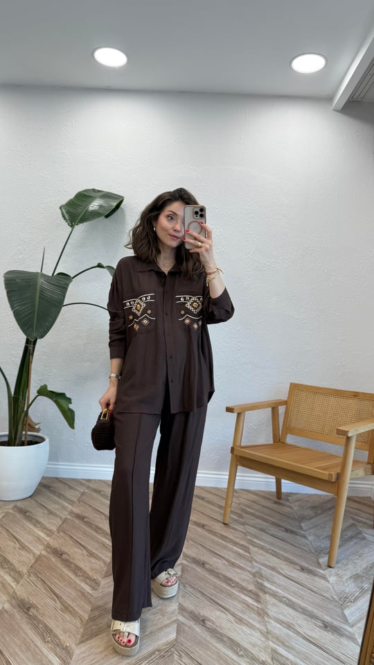 KAHVE 4839 İŞLEMELİ TAKIM 