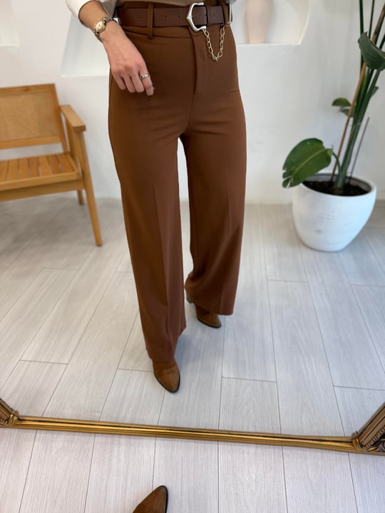 KAHVE 50573 KEMERLİ PANTOLON