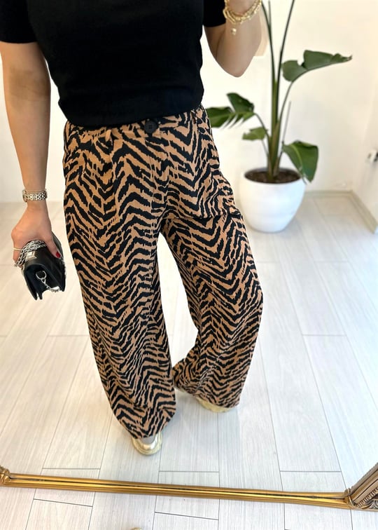 KAHVE 5112 ZEBRA DESEN PANTOLON