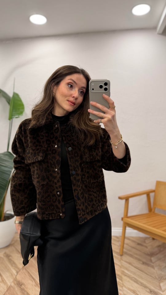 KAHVE 5185 LEOPAR DESEN CEKET